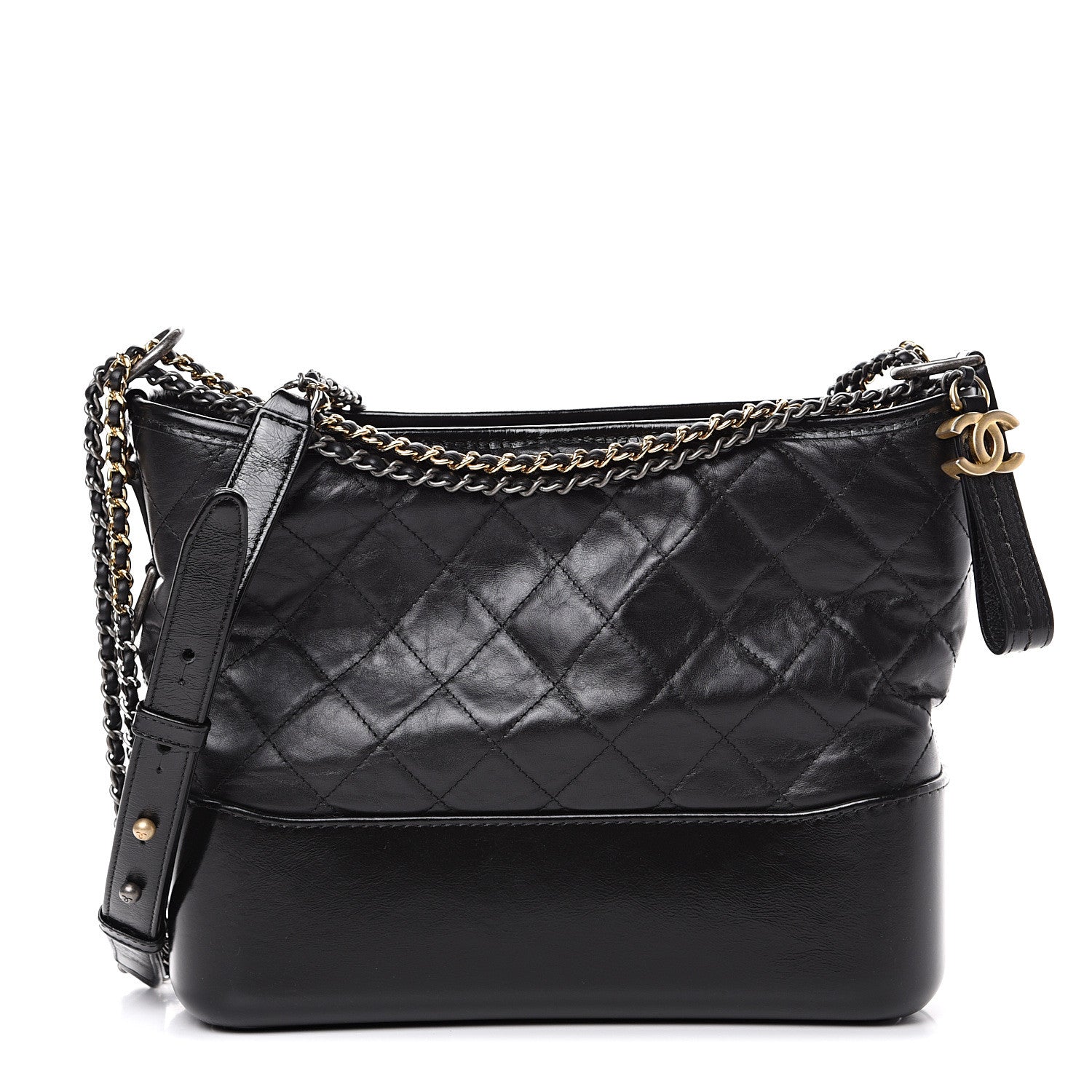 Chanel Aged Calfskin Quilted Medium Gabrielle Hobo Black 1 of 9