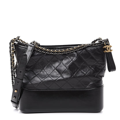 Chanel Aged Calfskin Quilted Medium Gabrielle Hobo Black 1 of 9