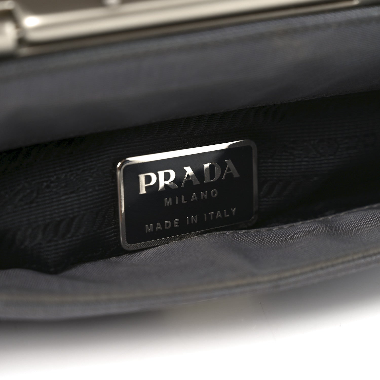 Prada Tessuto Nylon Metal Shoulder Bag Grey 6 of 9