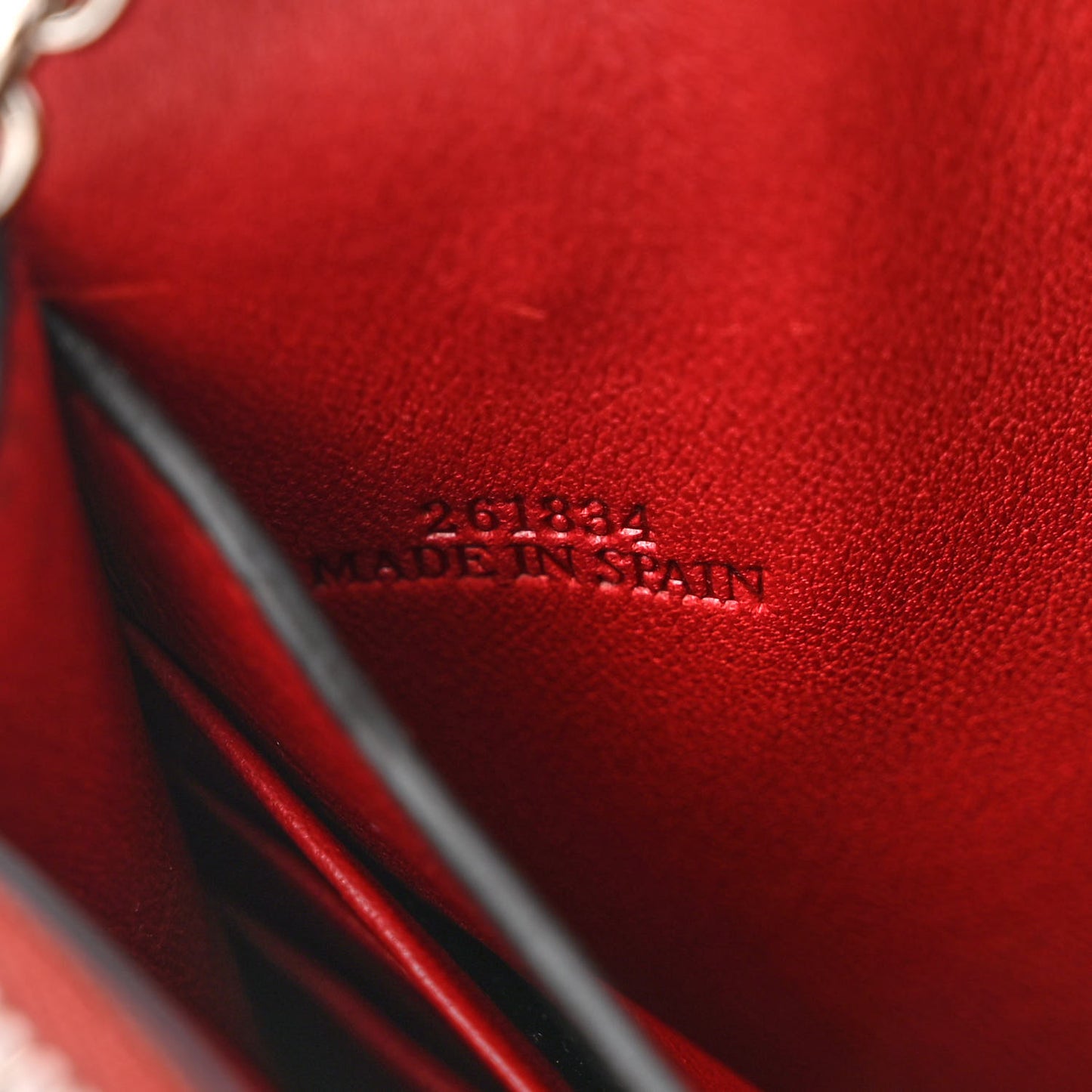 Grained Calfskin Chain Wallet Caramel Pecan