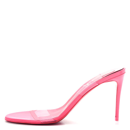 Christian Louboutin Patent PVC Just Nothing 85 Slide Sandals 37.5 Magnifique 1 of 10