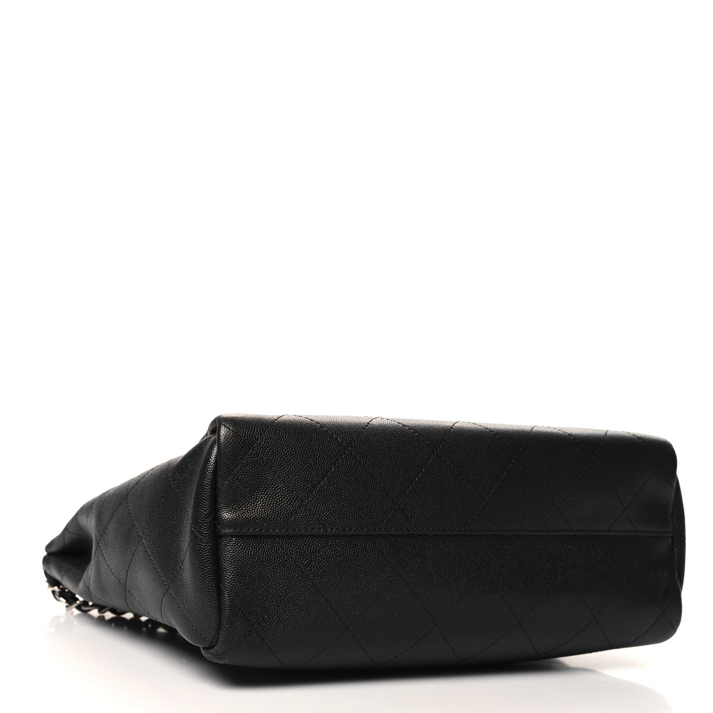 Caviar Stitched Medium Lady Coco Shopping Tote Black