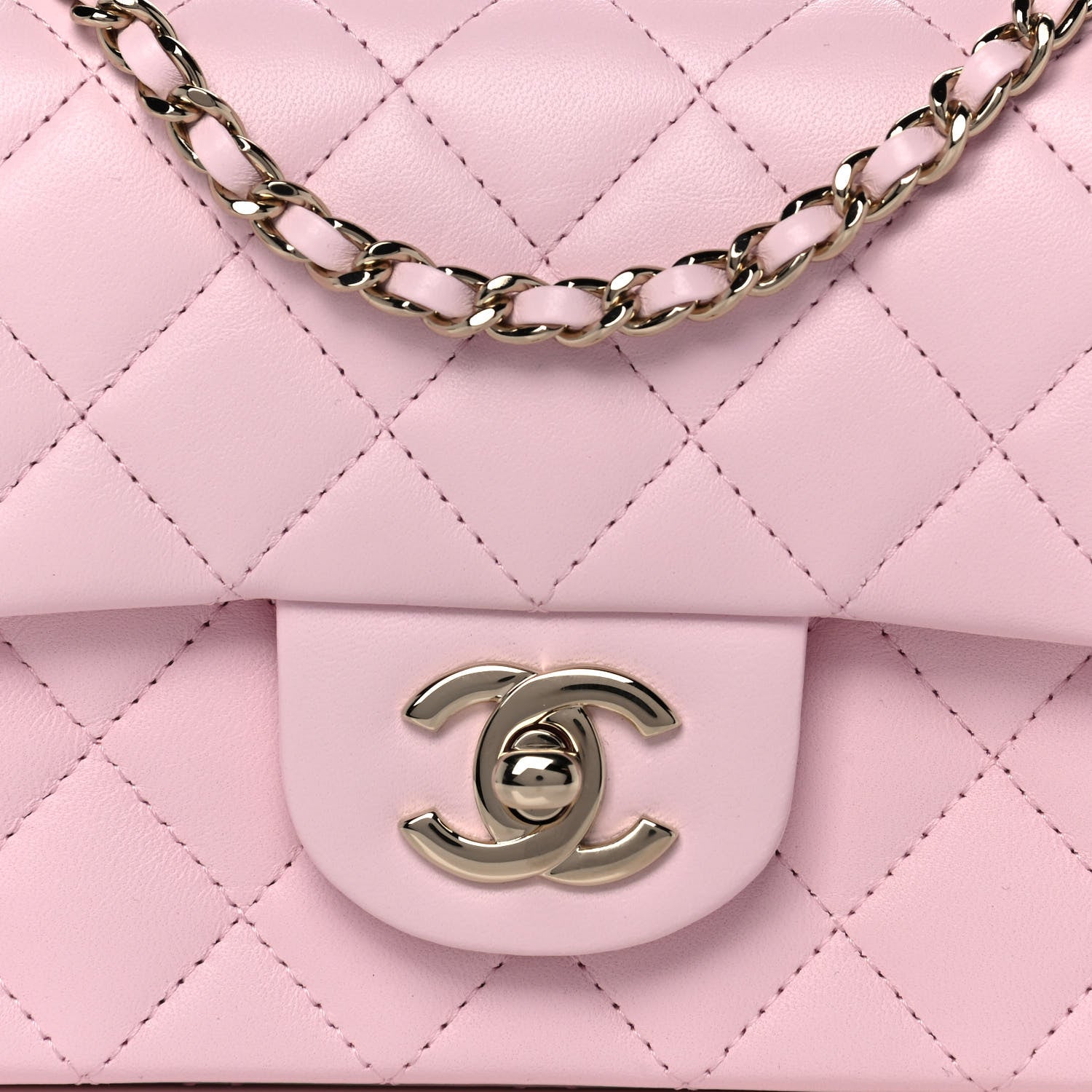 Chanel Lambskin Quilted Mini Top Handle Rectangular Flap Light Pink 8 of 14