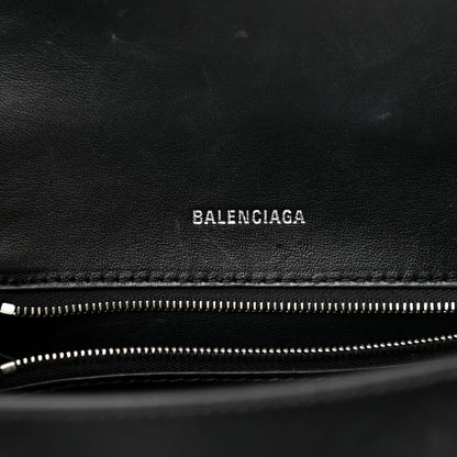 Balenciaga Shiny Box Calfskin Graffiti Logo Small Hourglass Top Handle Bag Black Pink 6 of 11