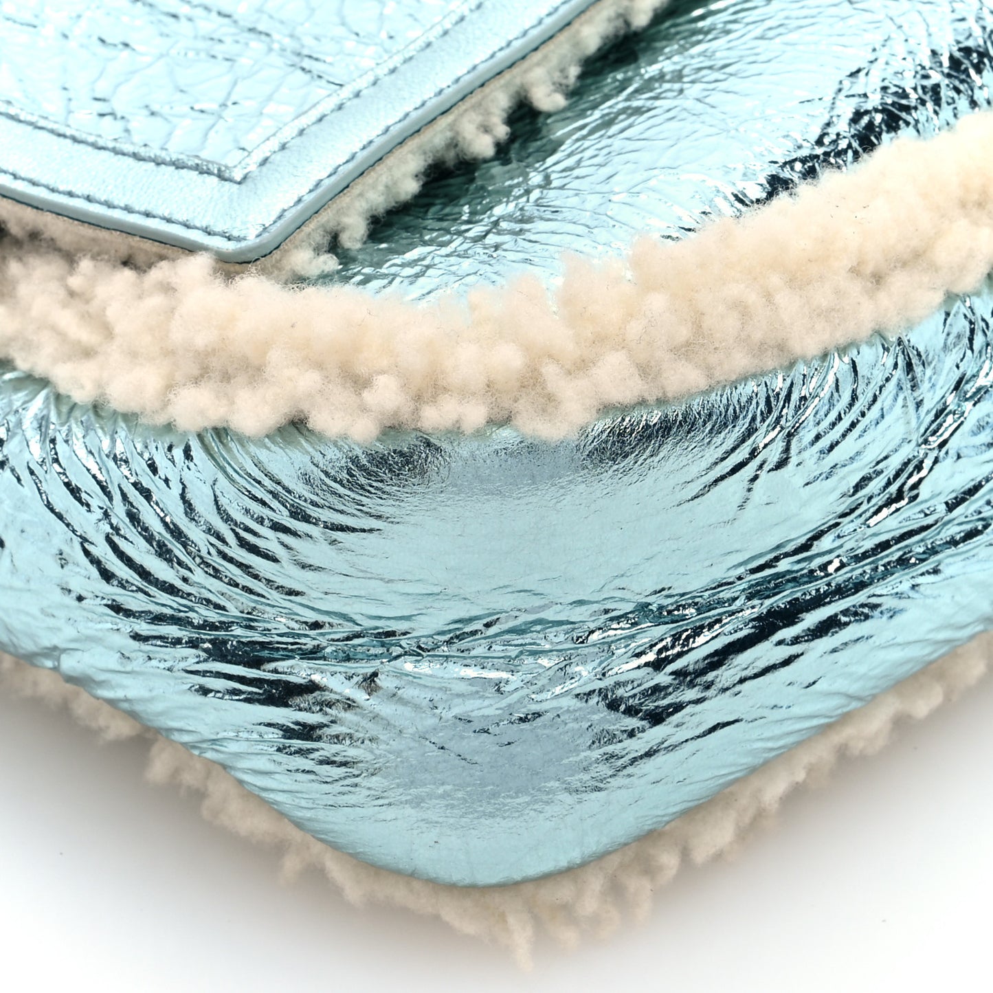 Metallic Lambskin Sheepskin Fur Re-Edition 2005-2006 Baguette Light Blue