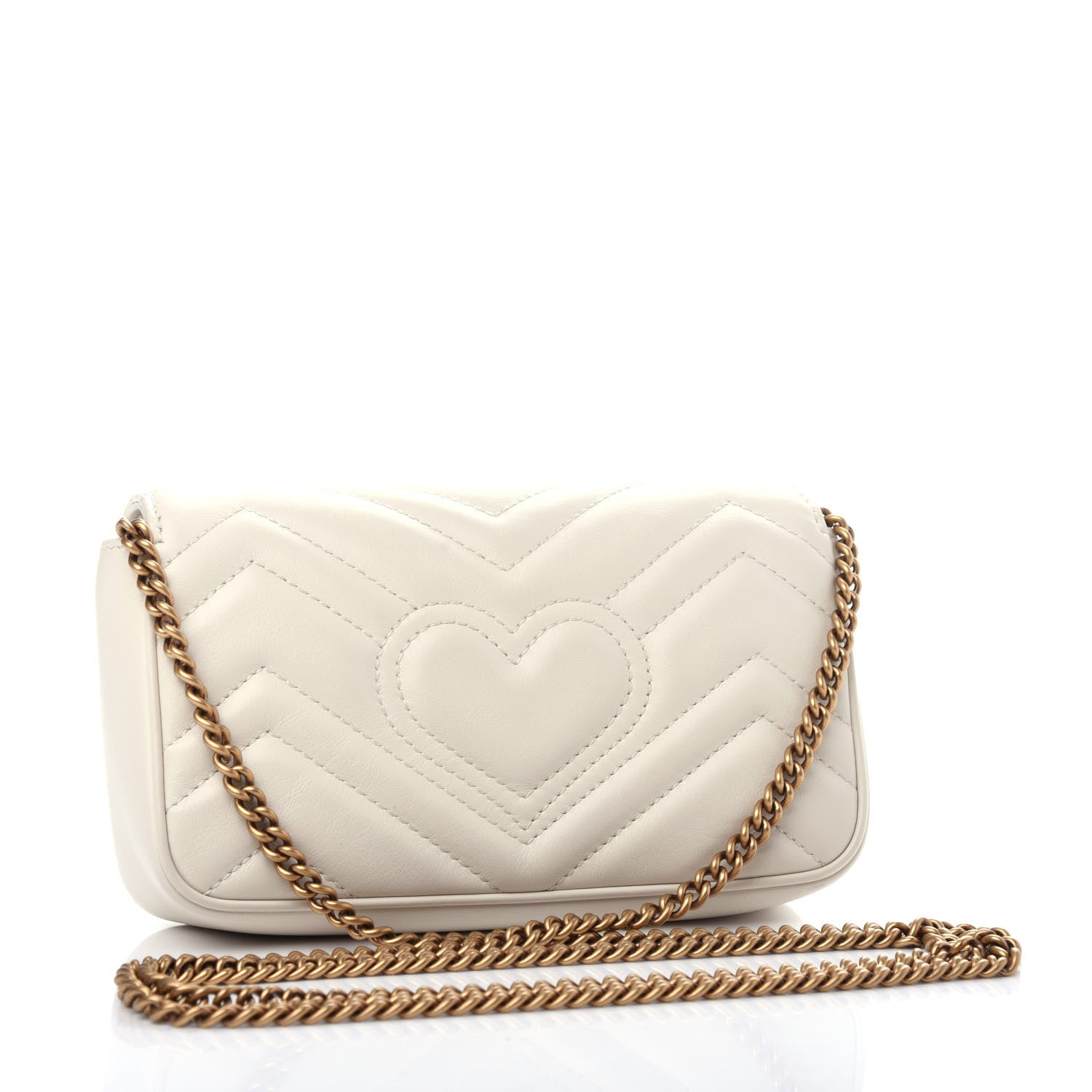 Gucci Calfskin Matelasse Super Mini GG Marmont Shoulder Bag White 3 of 11