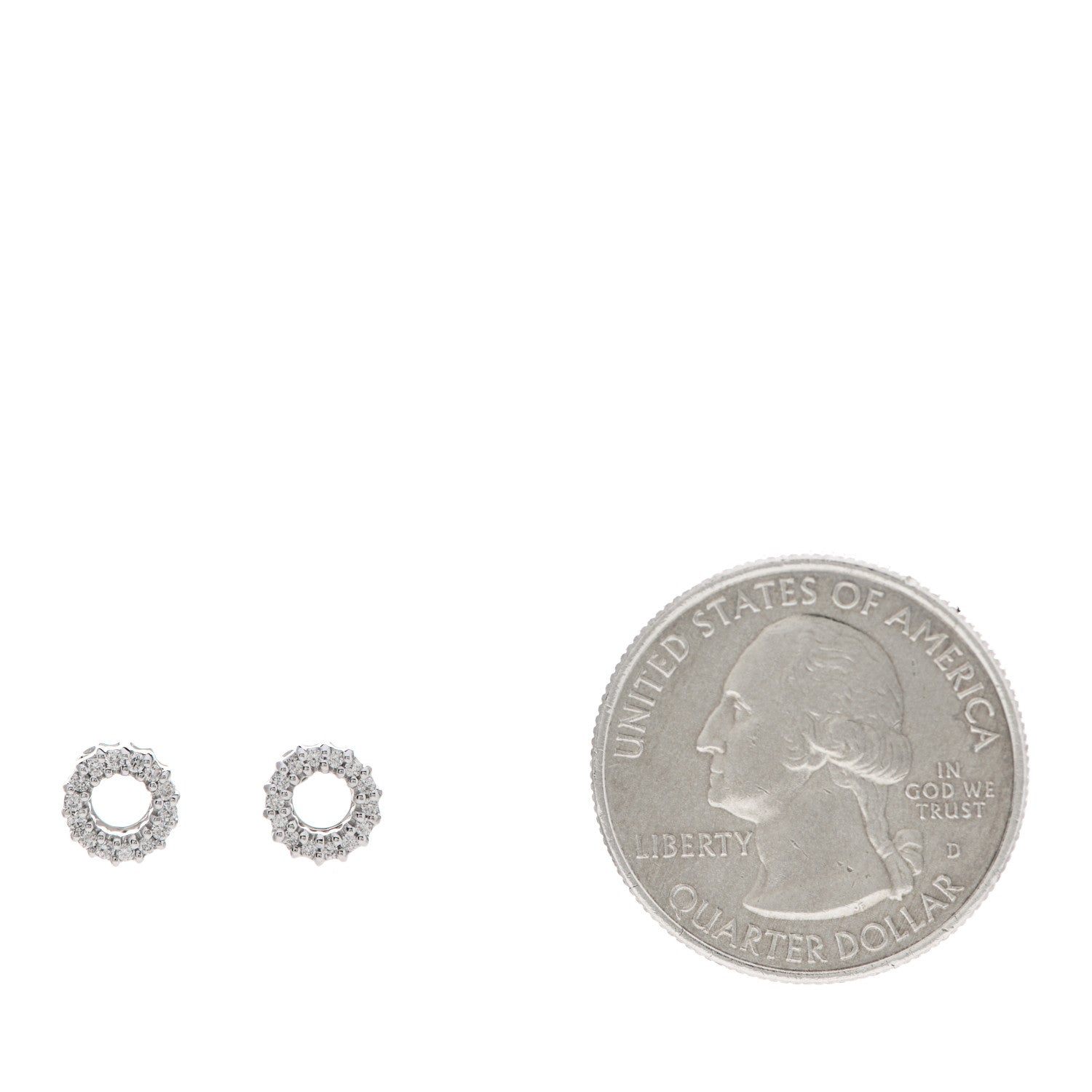 Roberto Coin 18K White Gold Diamond Circle Stud Earrings 2 of 4