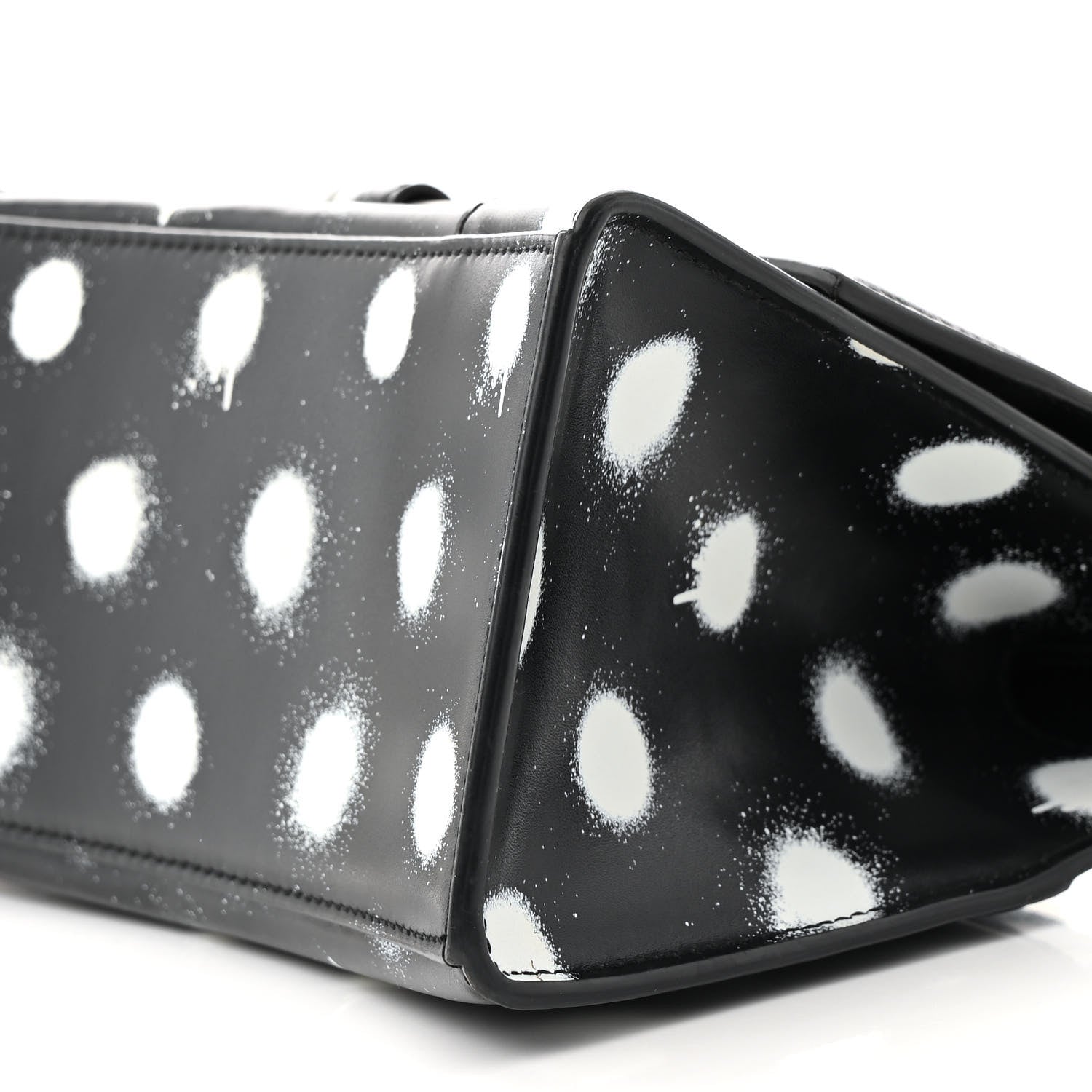 Balenciaga Smooth Calfskin Spray Polka Dot Small Hourglass Top Handle Bag Black White 10 of 13
