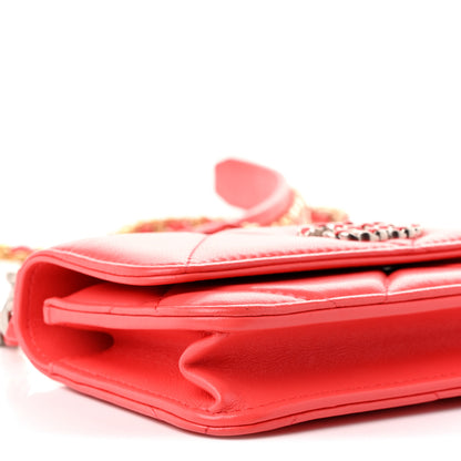 Chanel Lambskin Quilted Chanel 19 Flap Phone Holder With Chain Coral 9 of 10