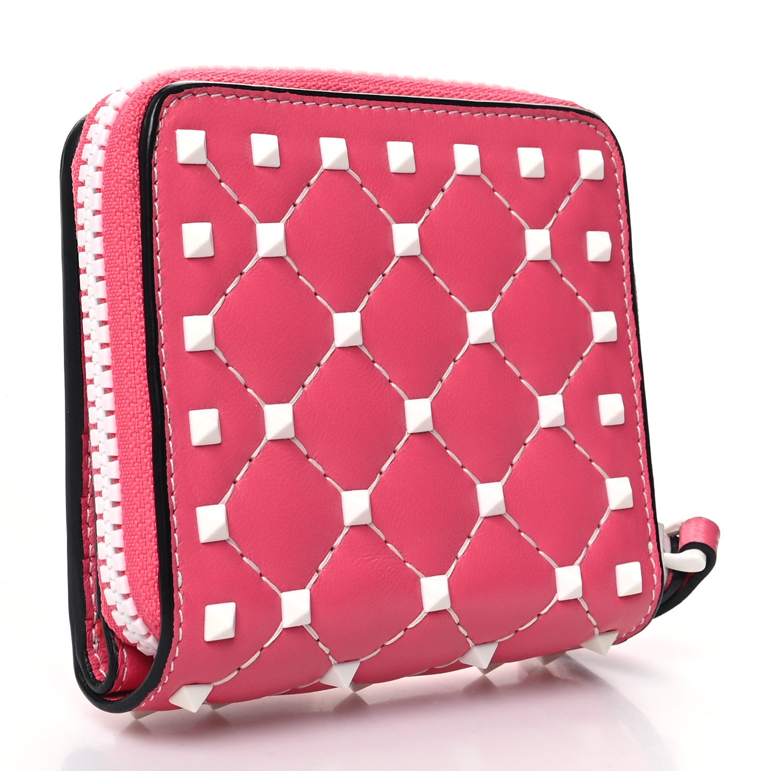 Valentino Garavani Lambskin Free Rockstud Spike Compact Zip Around Wallet Shadow Pink 3 of 10