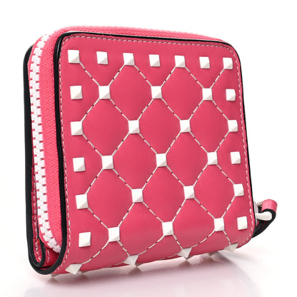 Valentino Garavani Lambskin Free Rockstud Spike Compact Zip Around Wallet Shadow Pink 3 of 10
