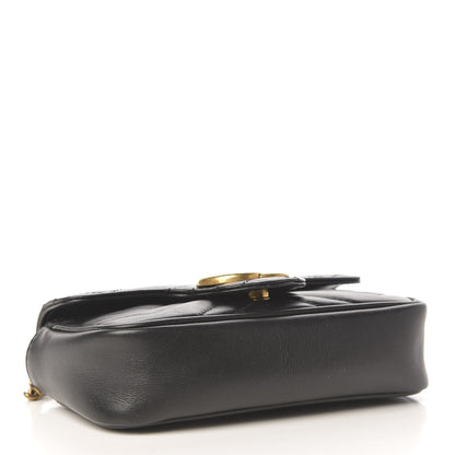 Gucci Calfskin Matelasse Super Mini GG Marmont Shoulder Bag Black 3 of 8