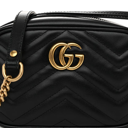 Gucci Calfskin Matelasse Mini GG Marmont Chain Shoulder Bag Black 8 of 10