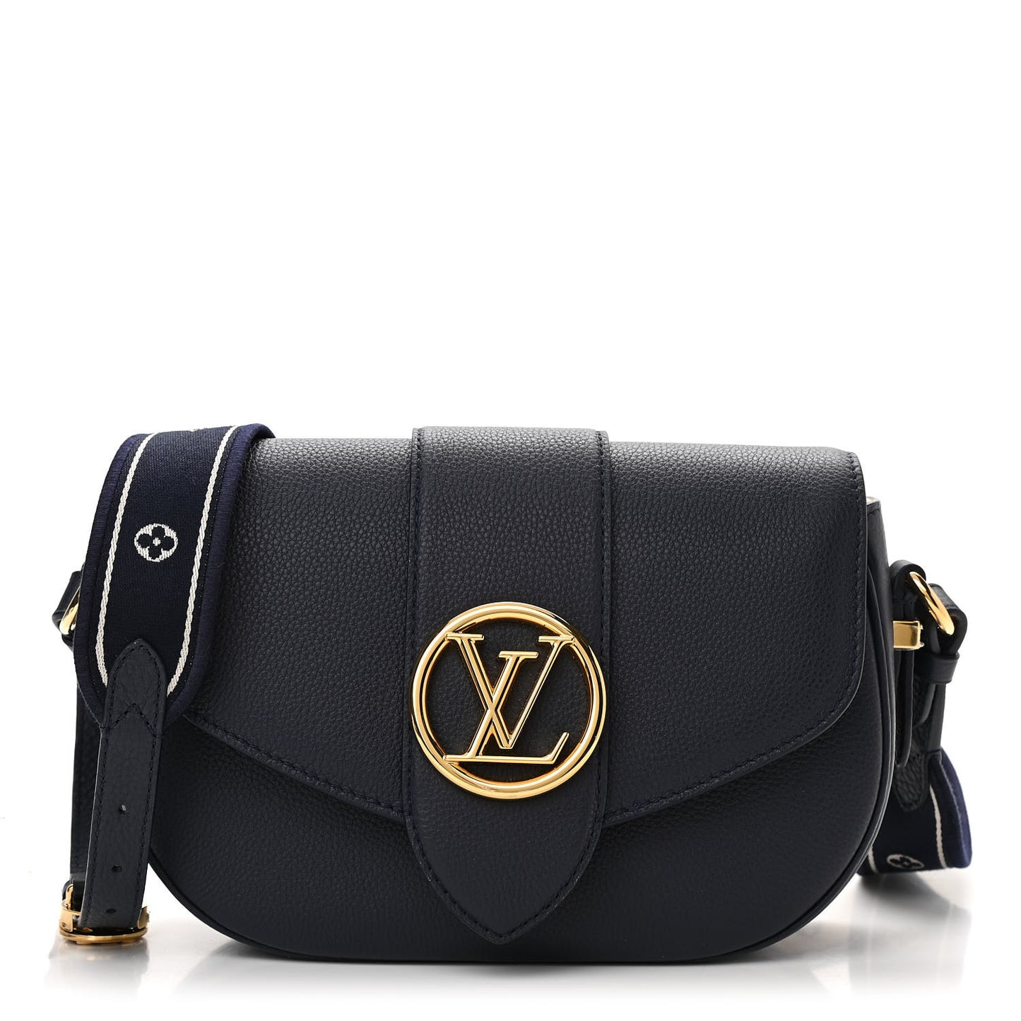Grained Calfskin LV Pont 9 Soft MM Bleu Marine