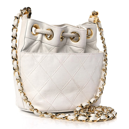 Chanel Calfskin Quilted CC Drawstring Bag White 3 of 12