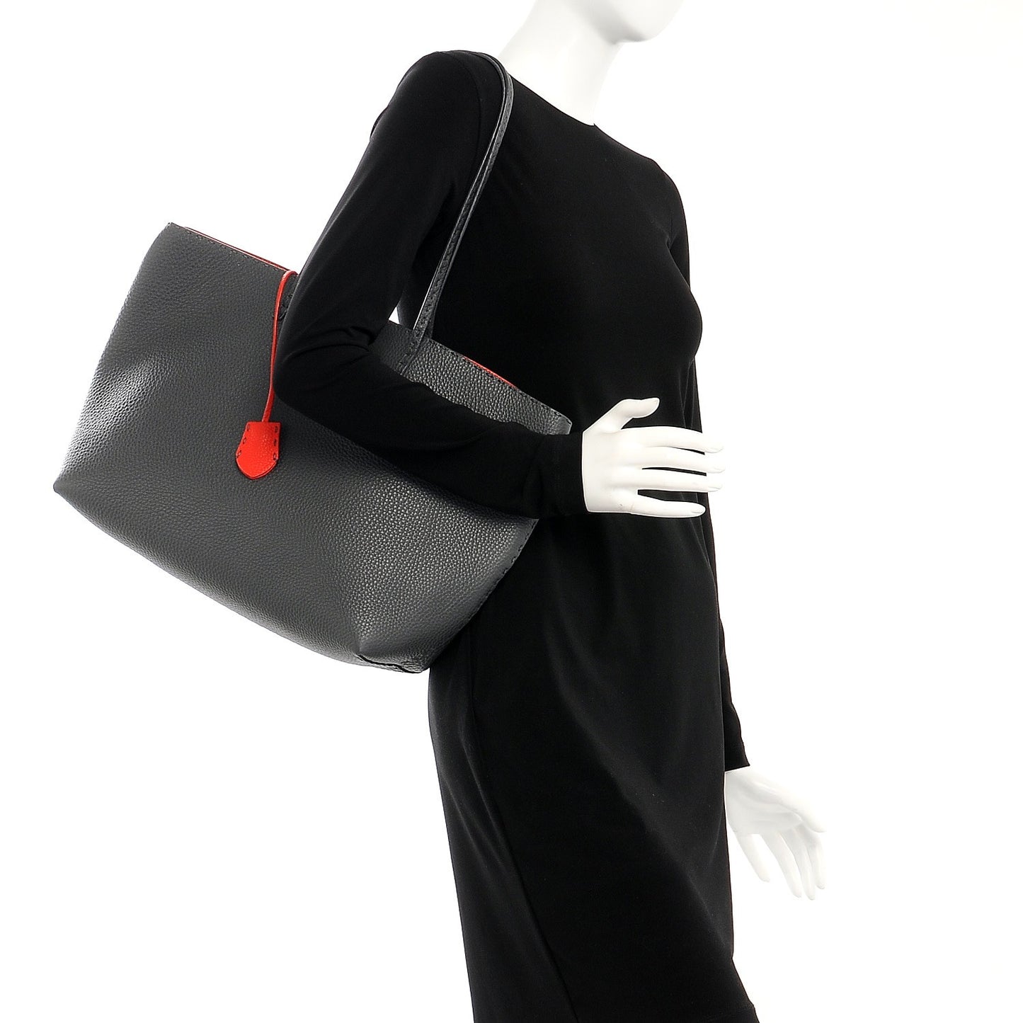 Cuoio Romano Selleria Bi-Color Large Carla Shopping Tote Asfalto Papavero