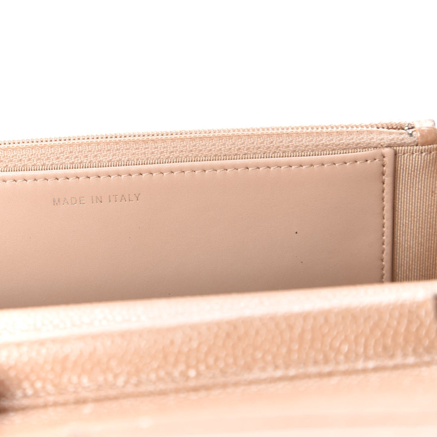 Pearly Caviar Quilted Wallet On Chain WOC Dark Beige