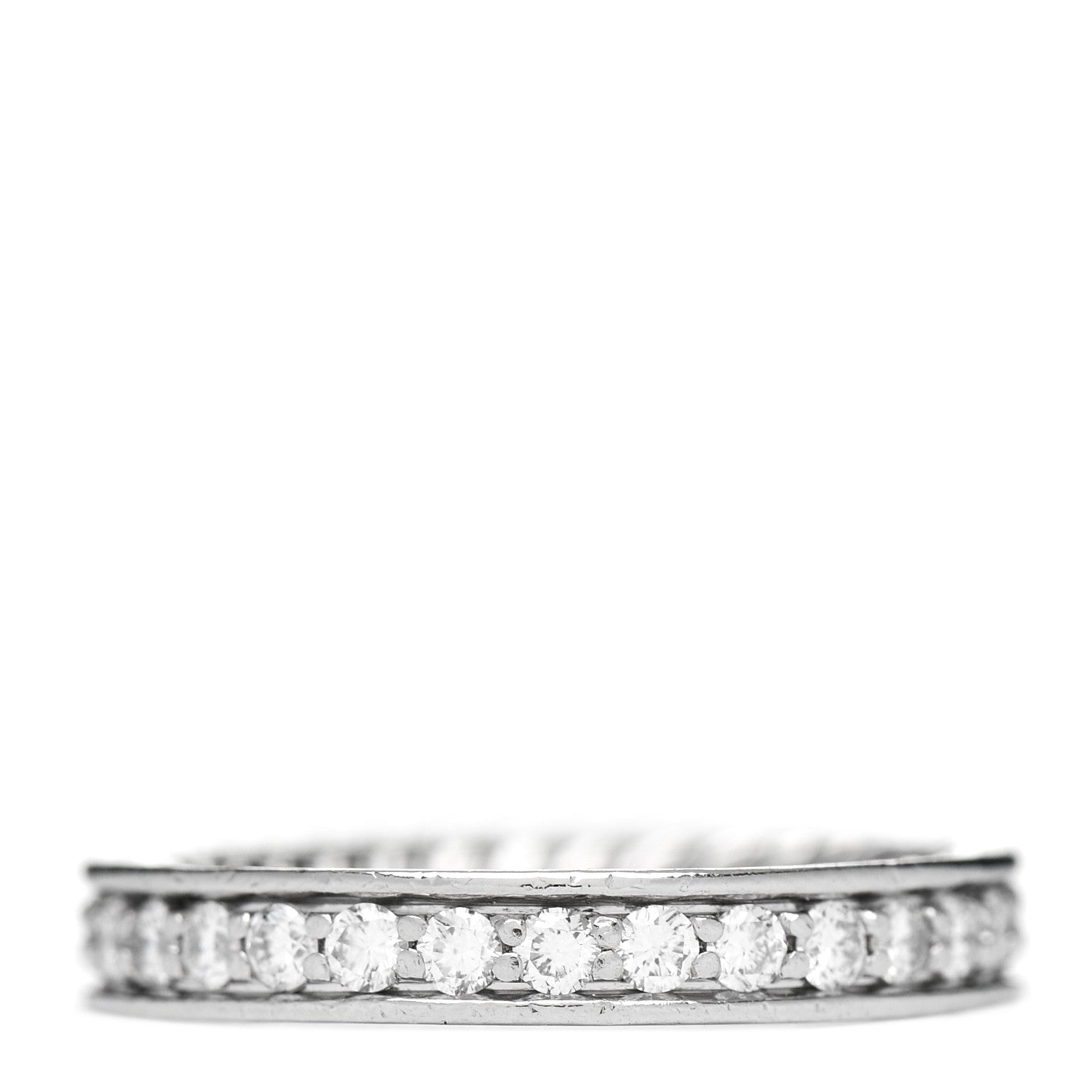 David Yurman Platinum Diamond 3mm Eden Eternity Wedding Band Ring 45 3.5 3 of 4