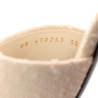 Saint Laurent Boucle Tweed La 16 Mule Sandals 38 White 8 of 12
