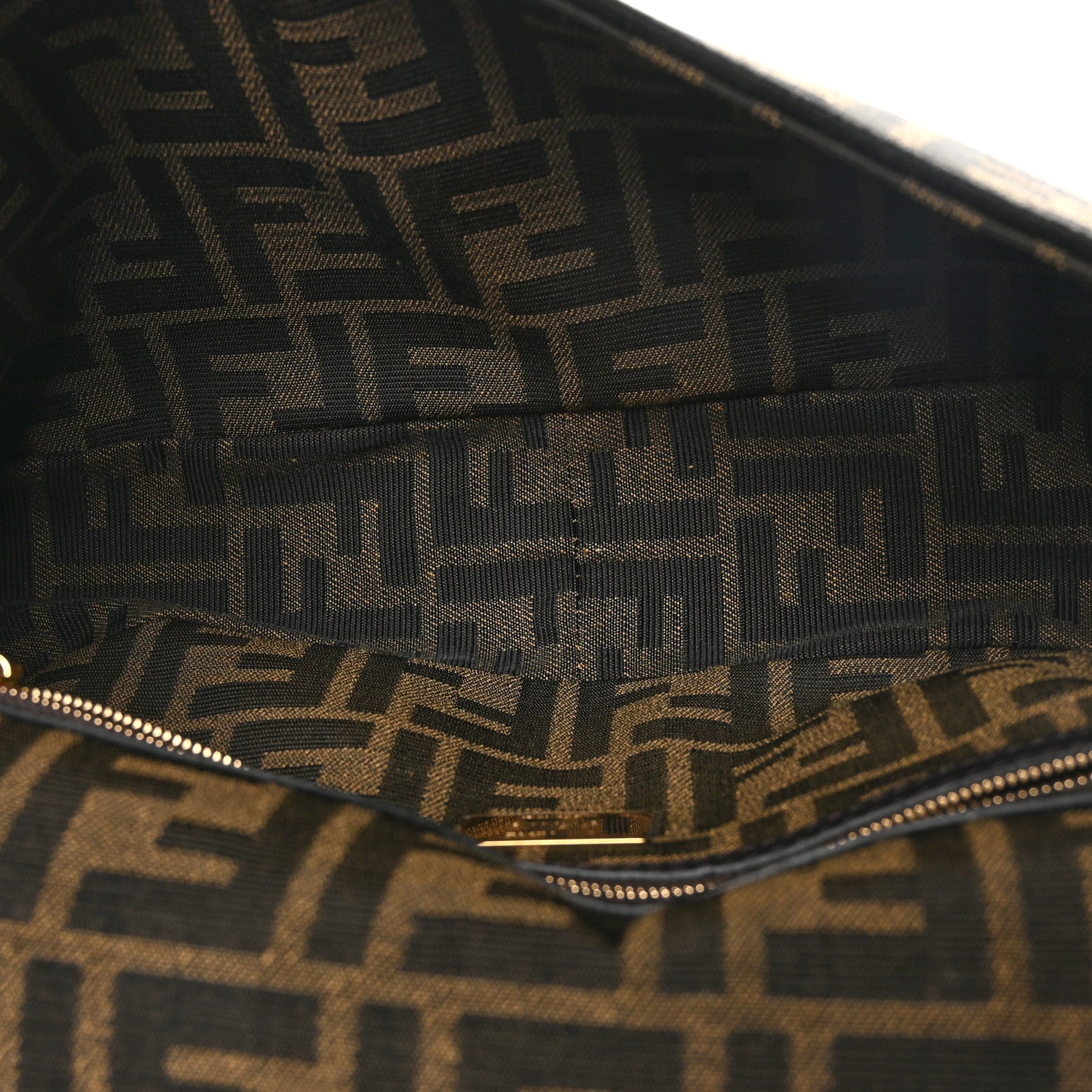 Fendi Fabric Jacquard FF 1974 Medium Baguette Tobacco Moro Black 5 of 10