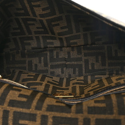 Fendi Fabric Jacquard FF 1974 Medium Baguette Tobacco Moro Black 5 of 10