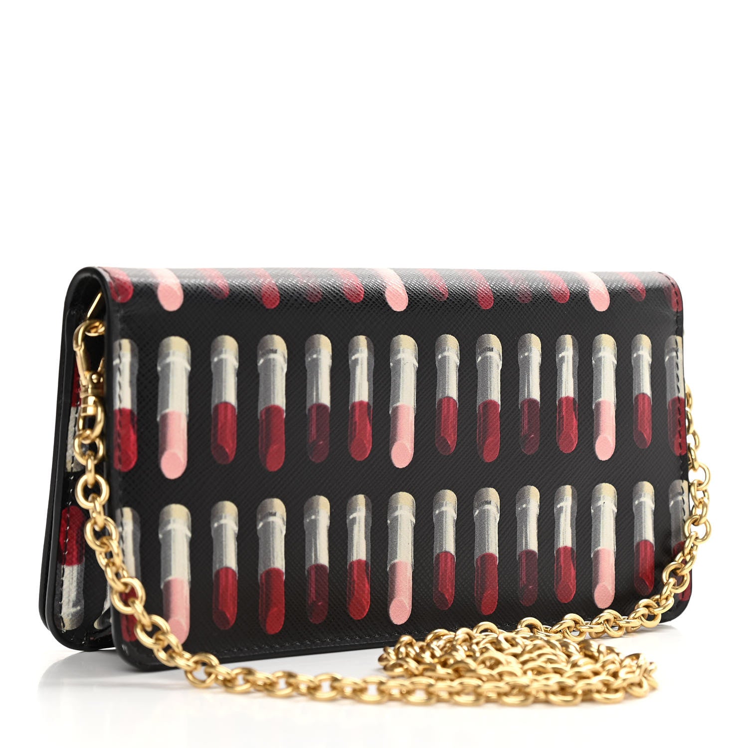 Prada Saffiano Triangle Logo Lipstick Print Mini Crossbody Bag Black 3 of 9