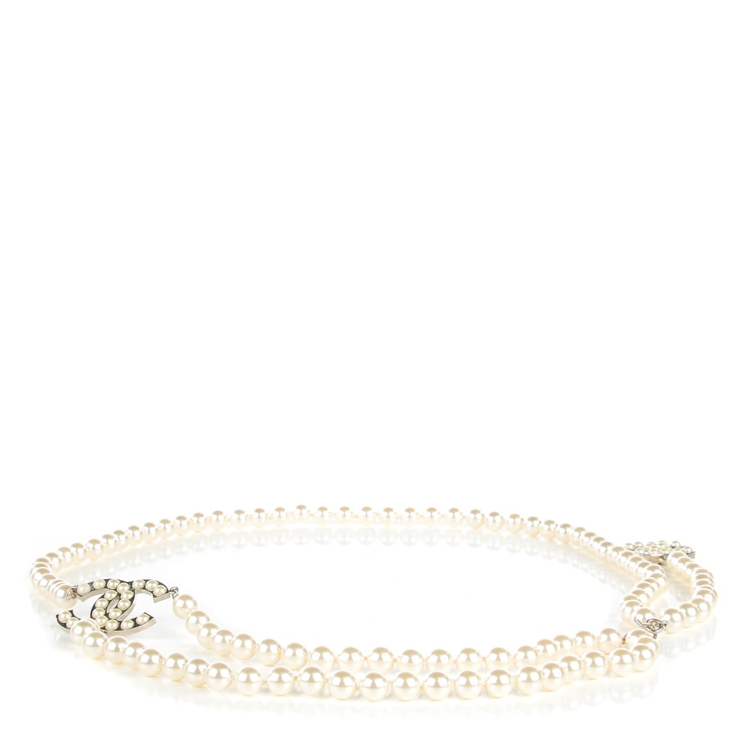 Chanel Pearl CC Double Strand Belt Silver 1 of 7
