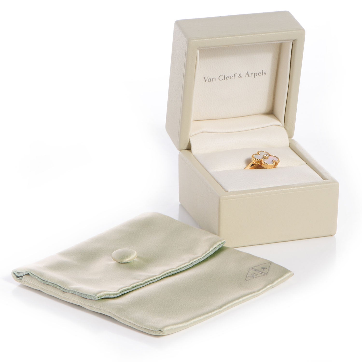 Van Cleef & Arpels 18k Yellow Gold Mother of Pearl Vintage Alhambra Ring 51 US 5.5 5 of 5