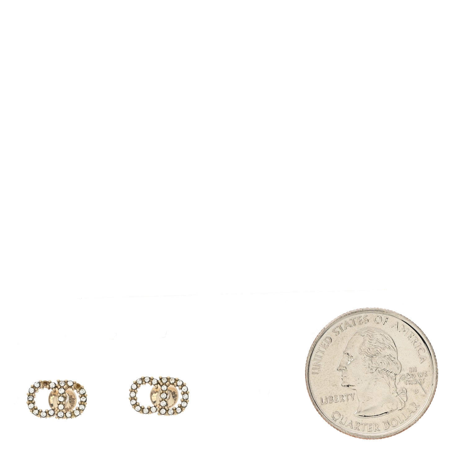 Christian Dior Strass Crystal CD Earrings Gold 2 of 4