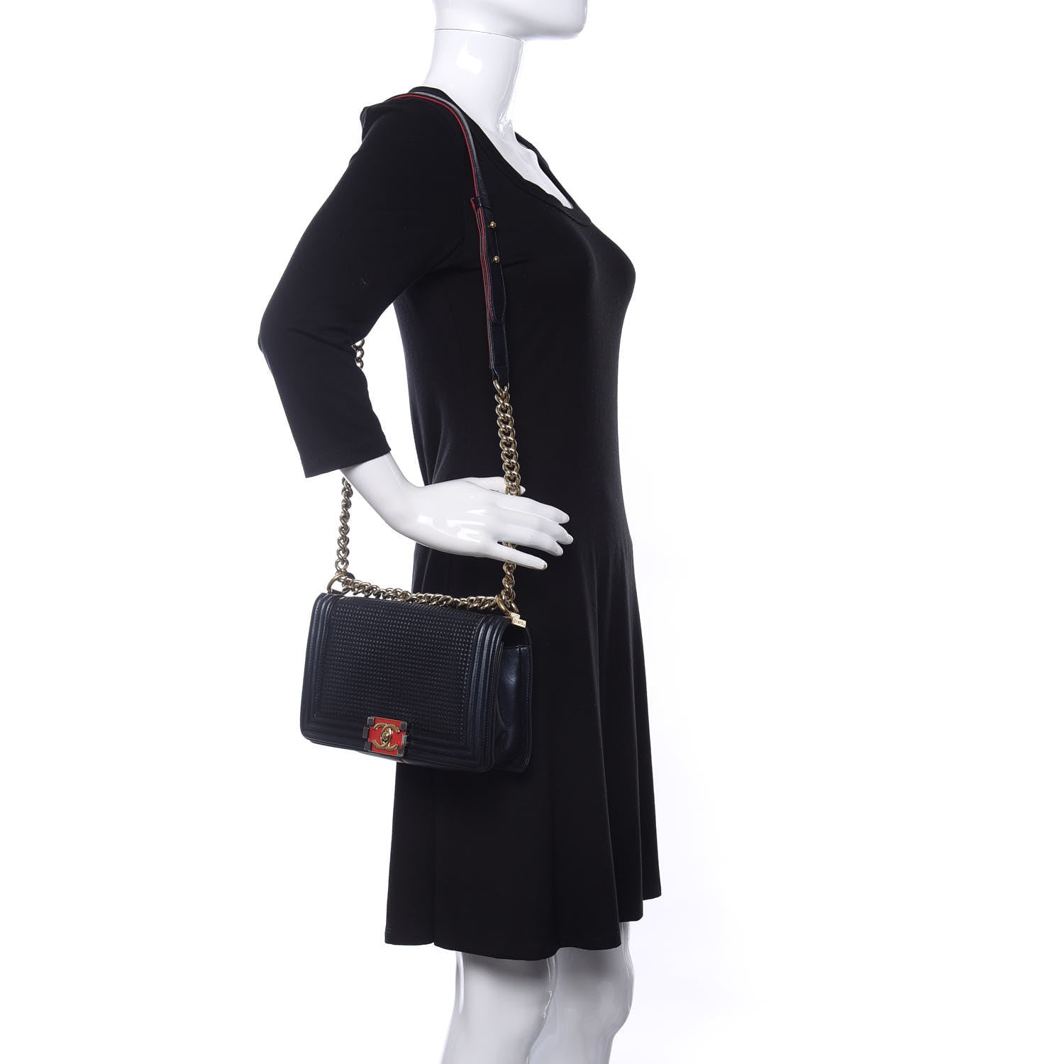 Chanel Lambskin Embossed Medium Boy Cube Flap Navy 2 of 10
