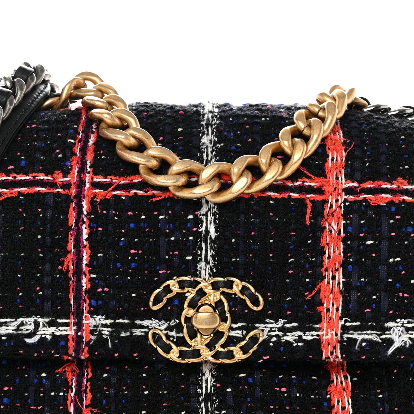 Tweed Quilted Medium Chanel 19 Flap Black Multicolor