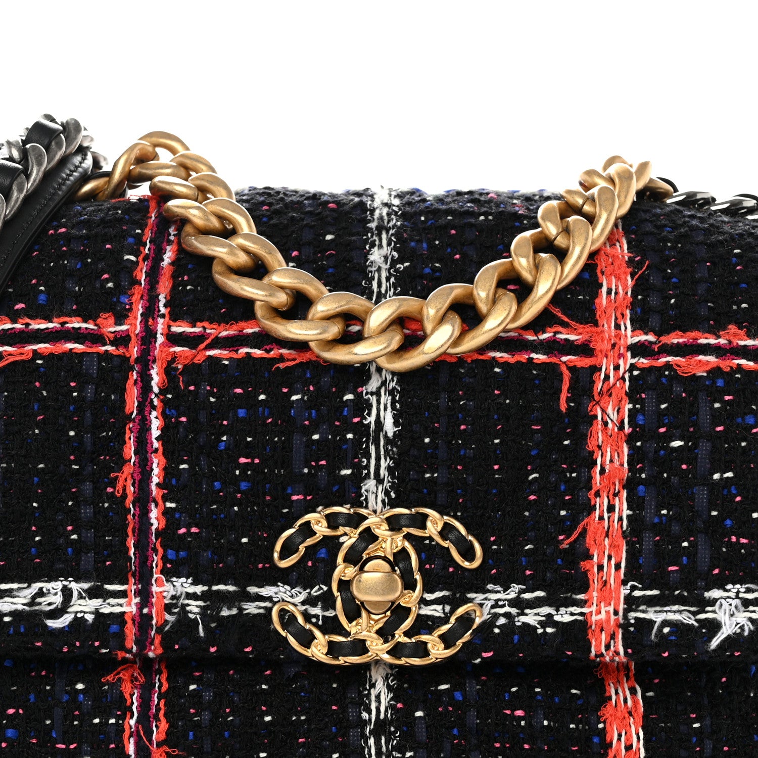 Chanel Tweed Quilted Medium Chanel 19 Flap Black Multicolor 5 of 10