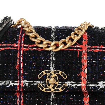 Chanel Tweed Quilted Medium Chanel 19 Flap Black Multicolor 5 of 10