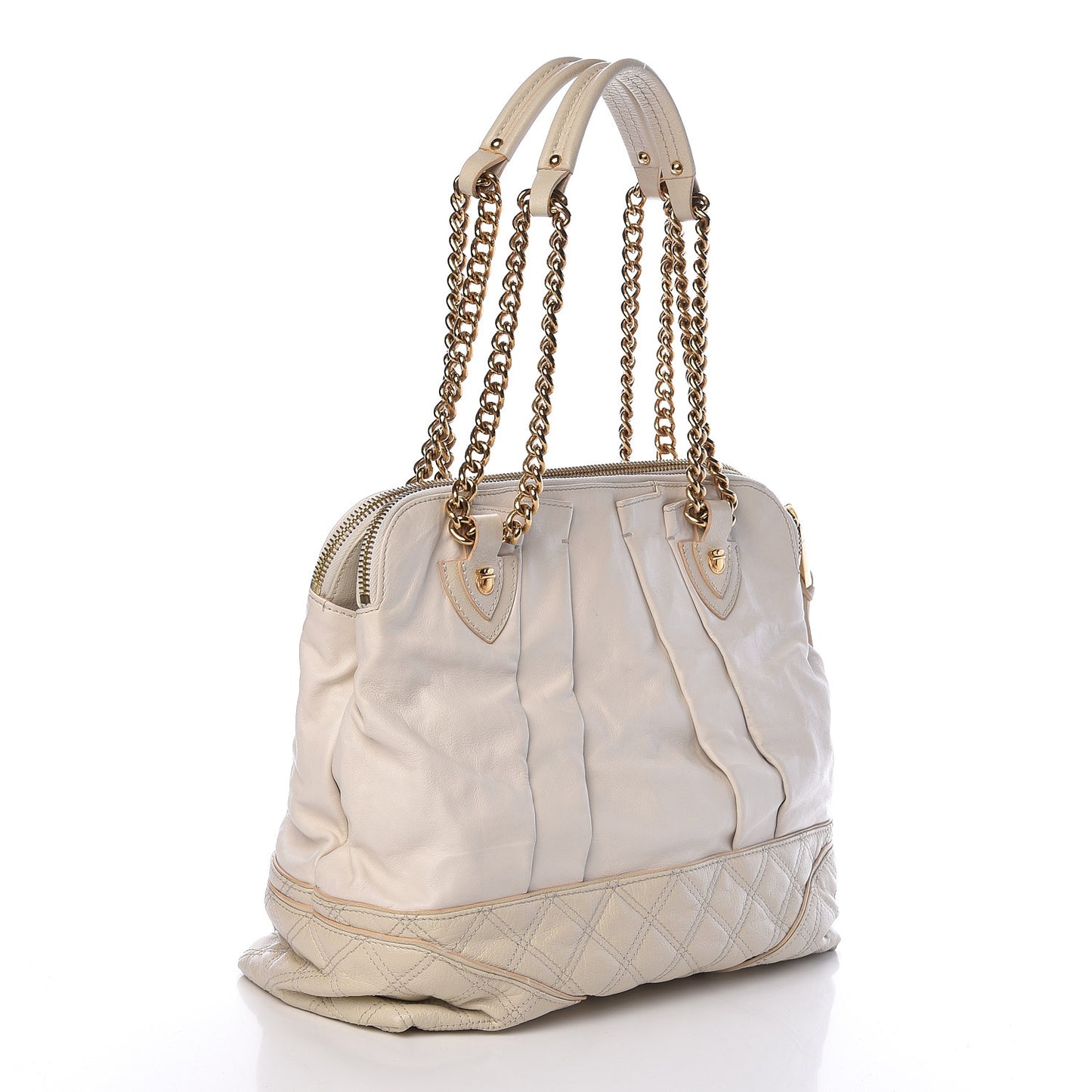 Calfskin Mix Quilted Shoulder Bag Ivory