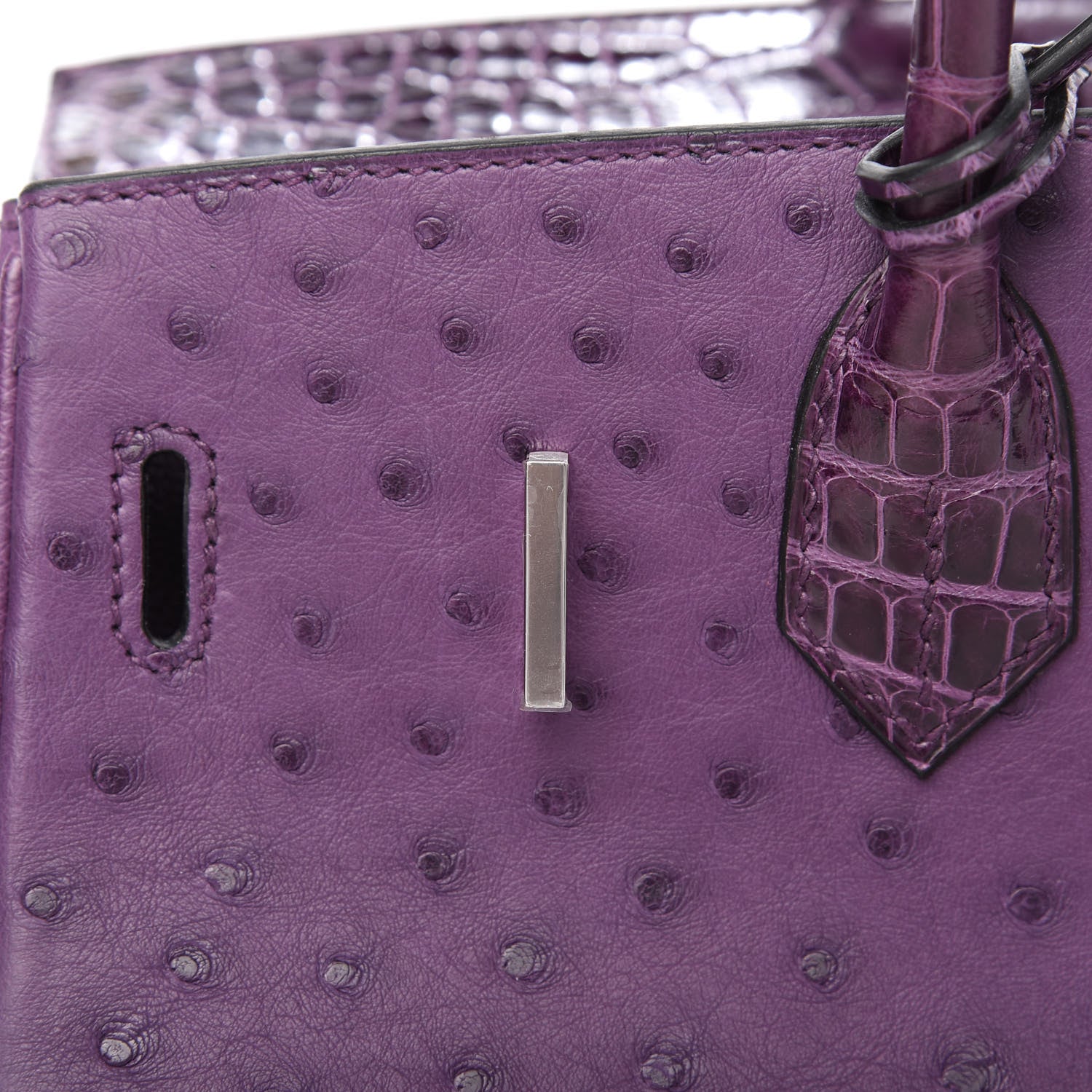 Hermes Ostrich Shiny Alligator Birkin Touch 30 Violine 25 of 34