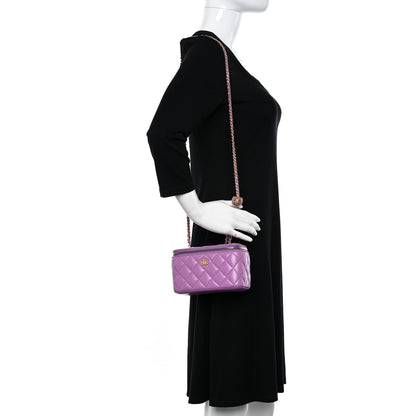 Chanel Lambskin Quilted Pearl Crush Small Vanity Case With Chain Purple 2 of 11