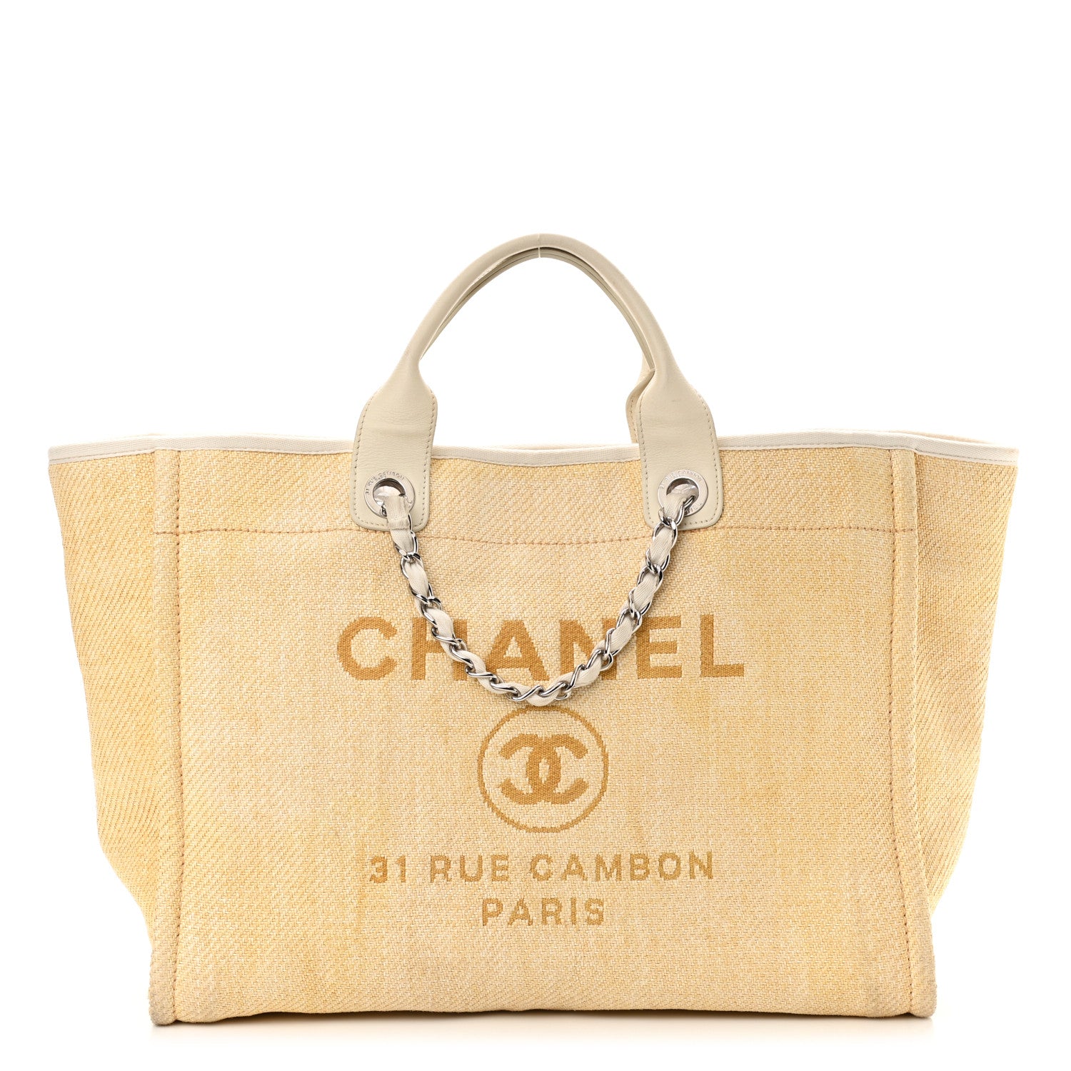 Chanel Woven Straw Raffia Medium Deauville Tote Beige 1 of 13