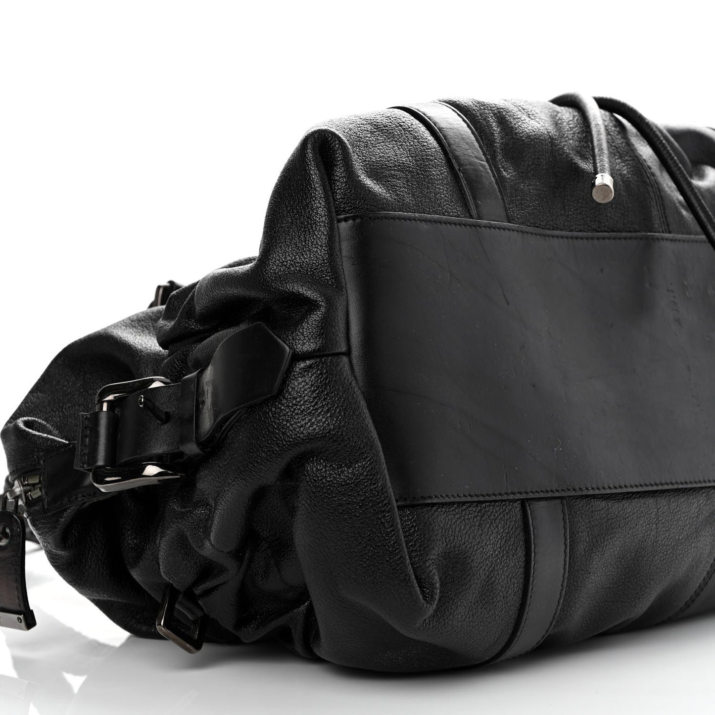 Calfskin Drawstring Tote Black