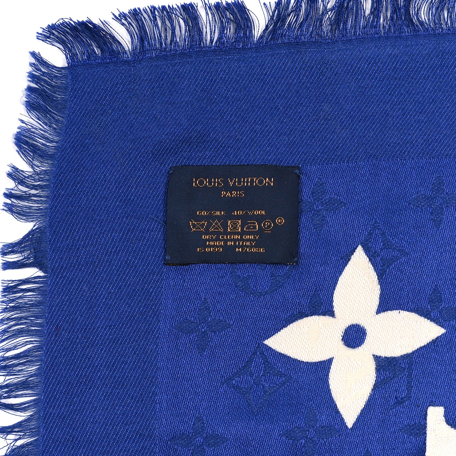 Louis Vuitton Wool Silk Monogram Escale Square Scarf Blue 3 of 3