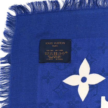Louis Vuitton Wool Silk Monogram Escale Square Scarf Blue 3 of 3