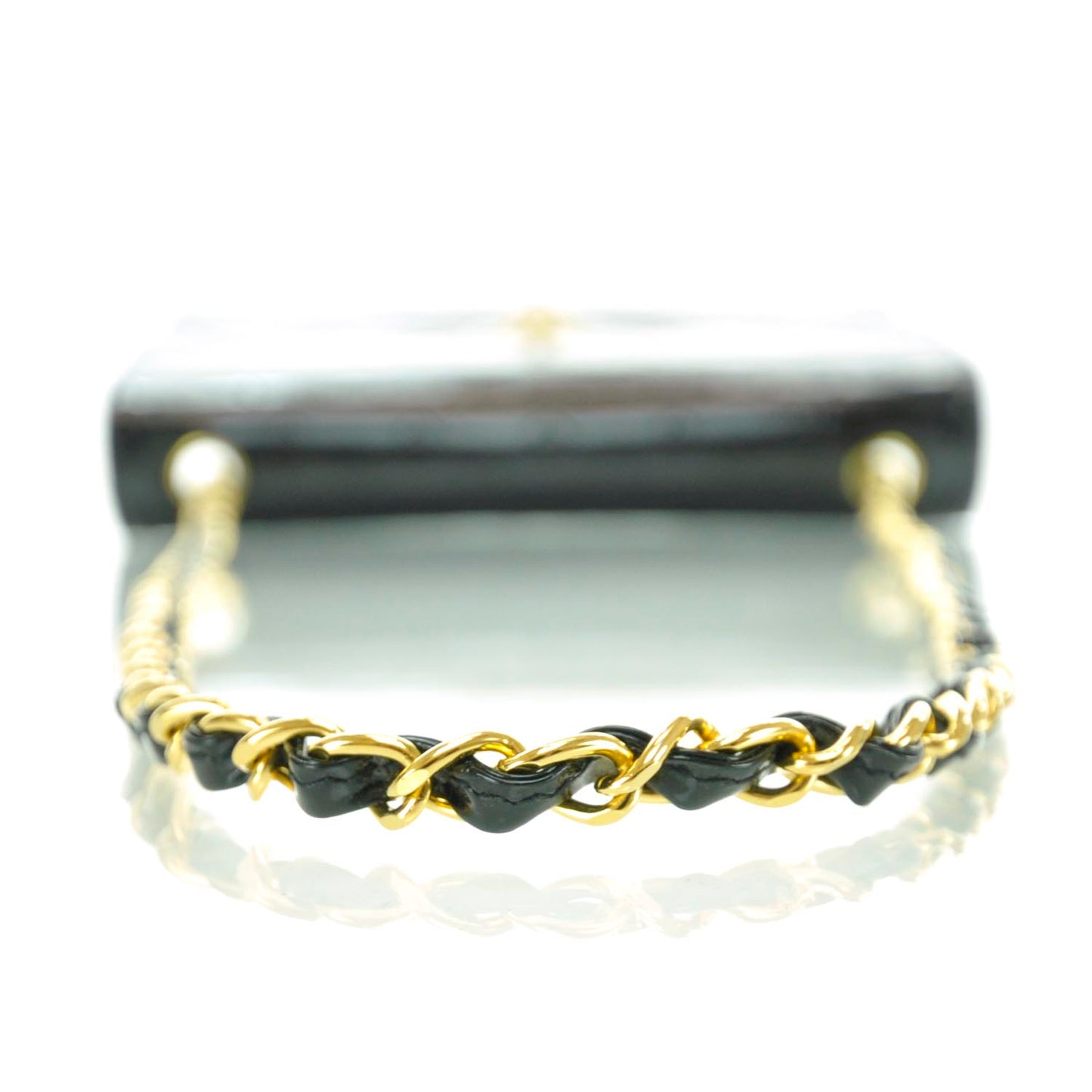 Patent Diamond Stitched Jumbo Flap Black