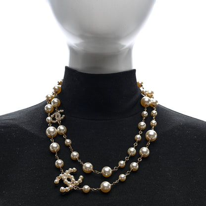 Chanel Graduated Pearl Crystal CC Necklace White 2 of 5