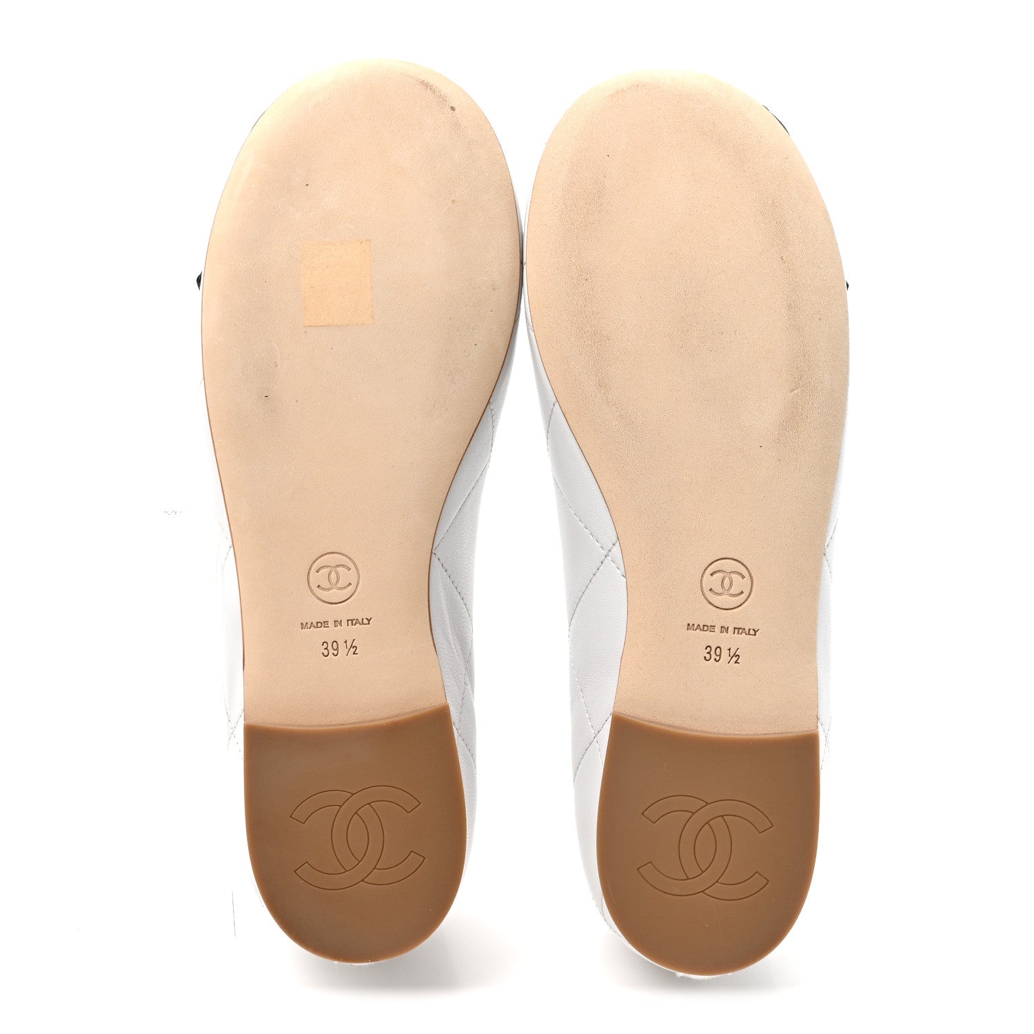 Chanel Lambskin Quilted CC Cambon Ballet Flats 39.5 White Black 6 of 10