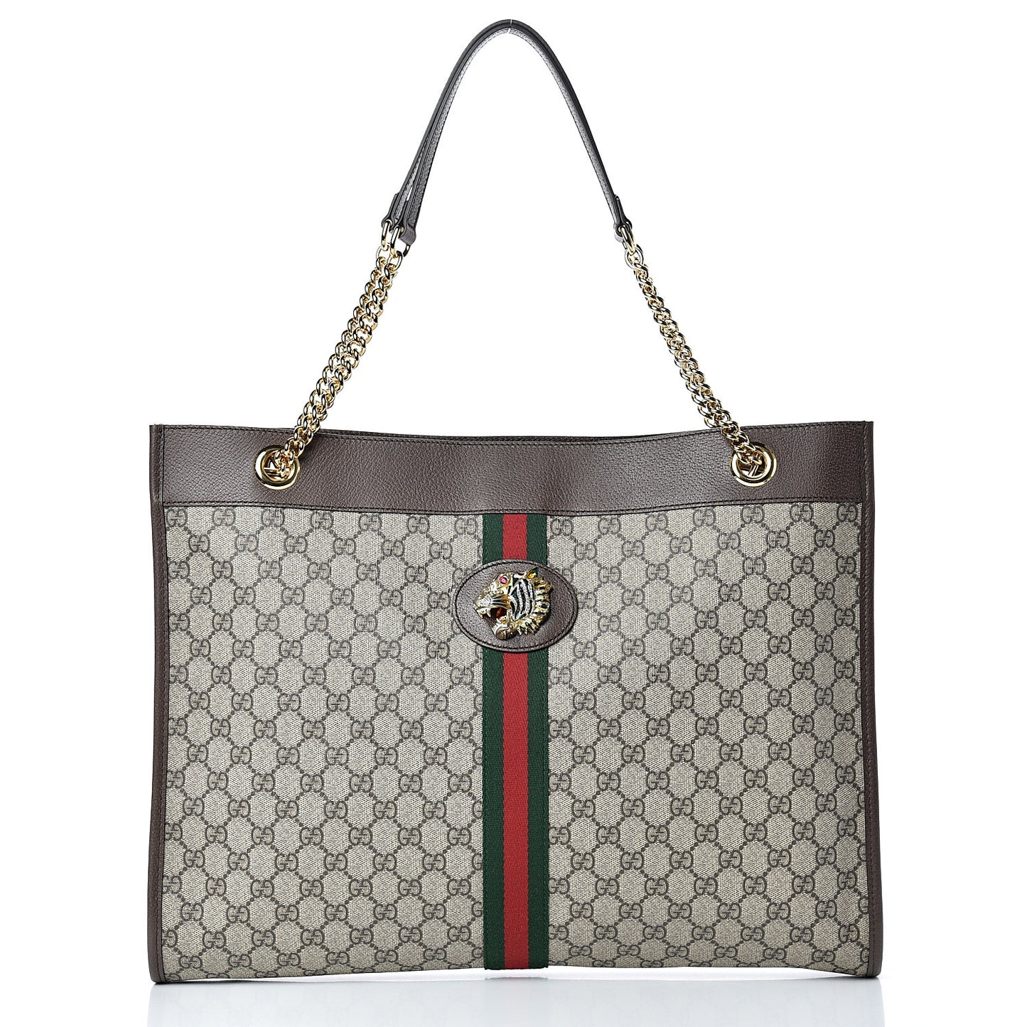 GG Supreme Monogram Large Rajah Chain Tote Beige New Acero
