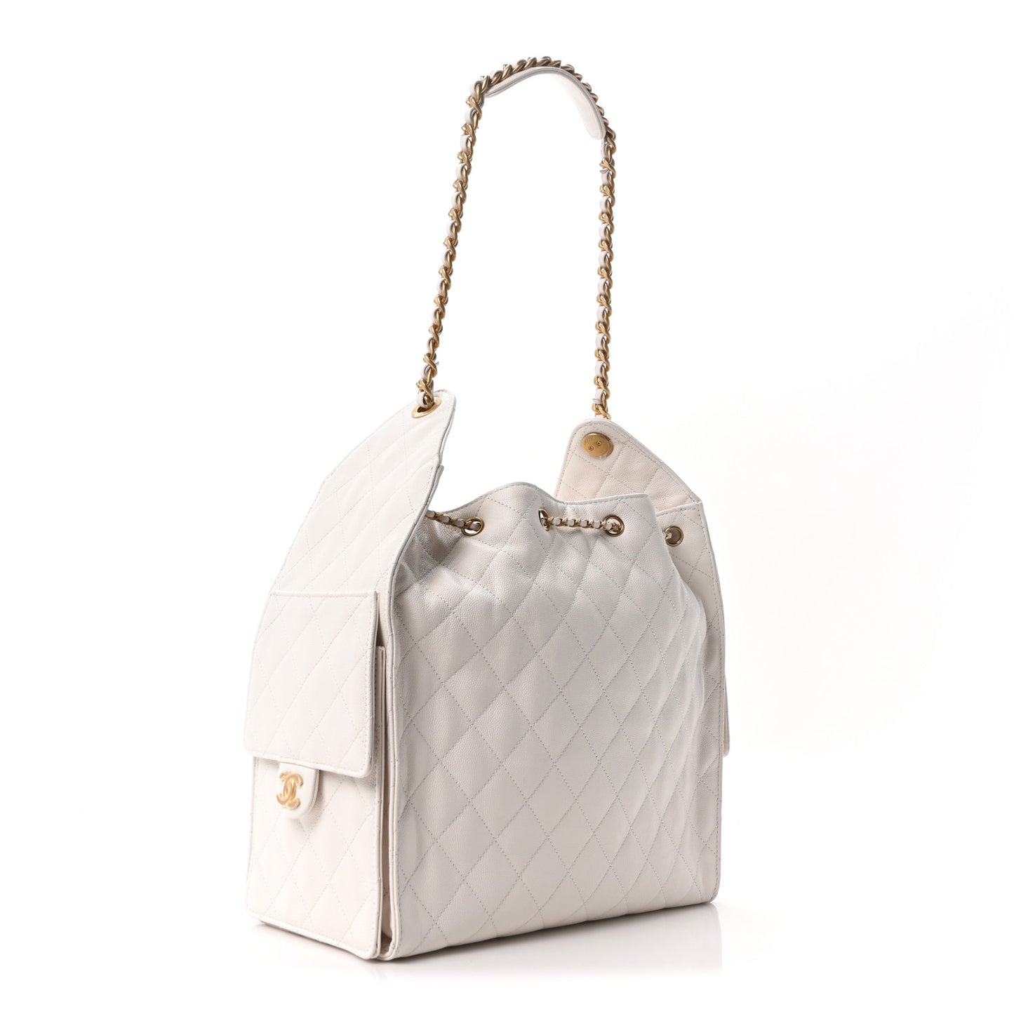 Caviar Quilted Medium Chanel 25 Handbag White