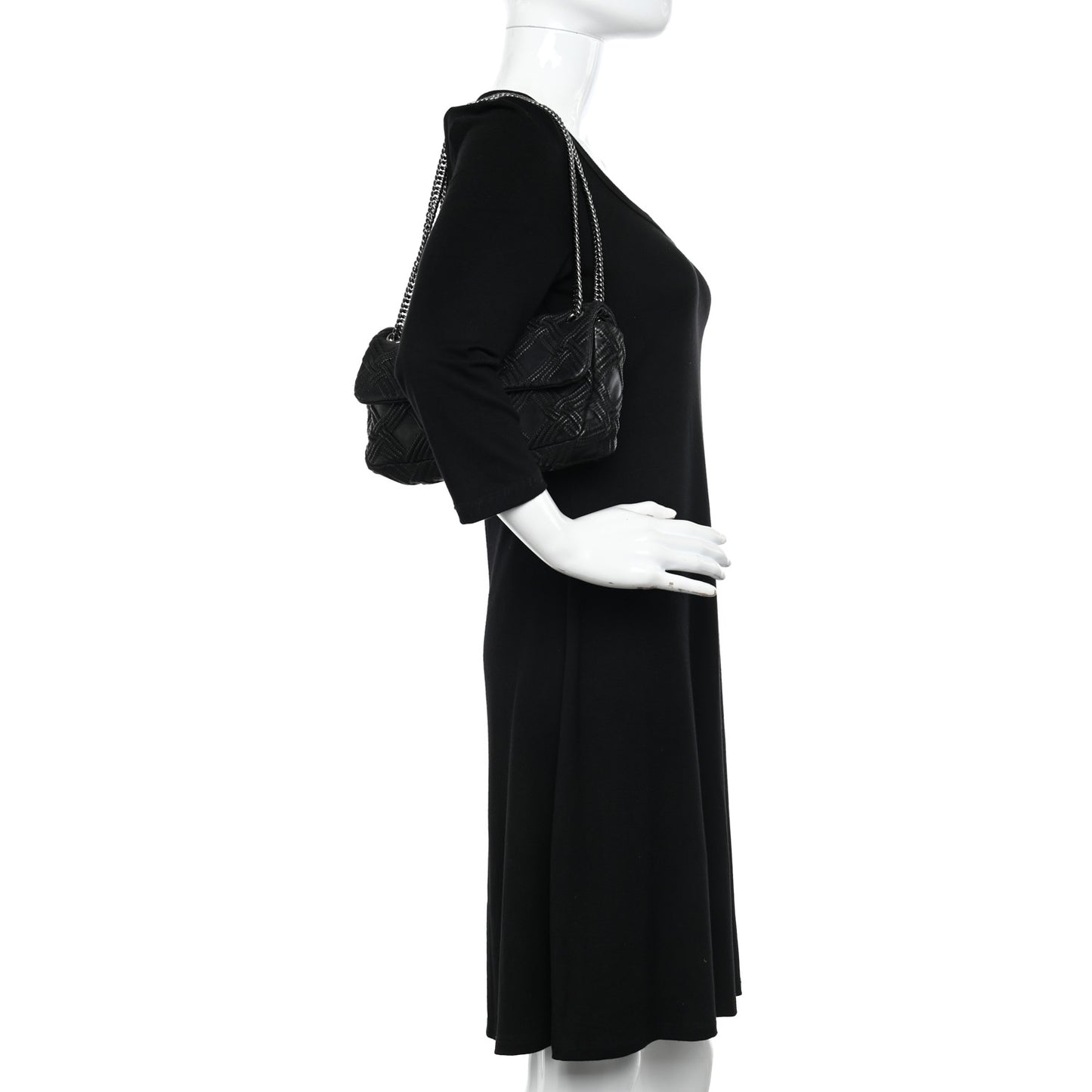 Lambskin Stitch Small Walk Of Fame Rectangular Flap Black