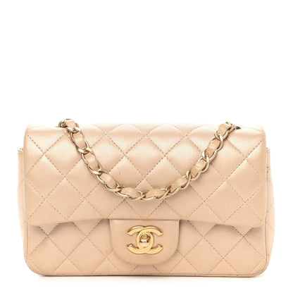 Chanel Metallic Lambskin Quilted Mini Rectangular Flap Beige 1 of 14