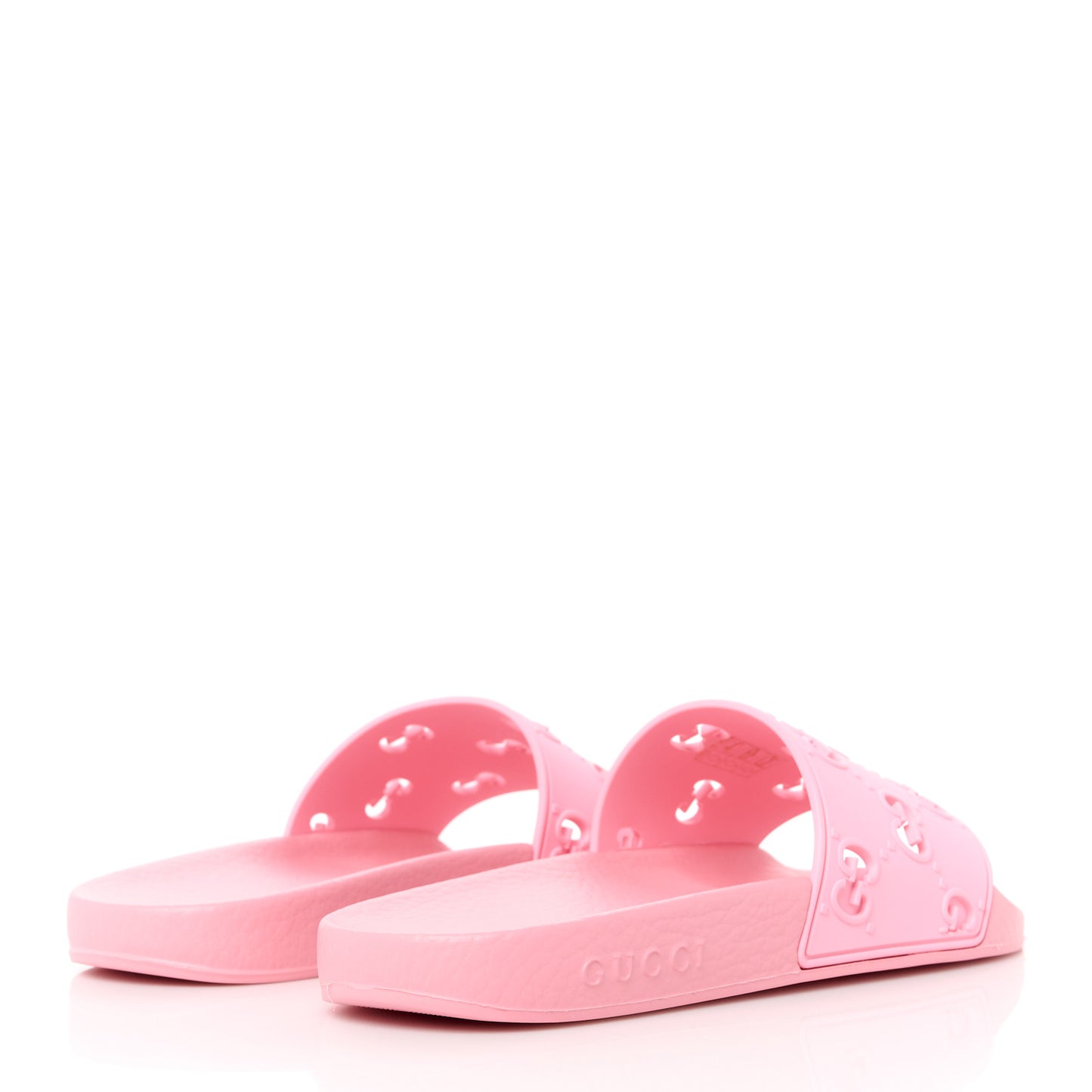 Rubber GG Monogram Perforated Womens Slide Sandals 38 Rose Box