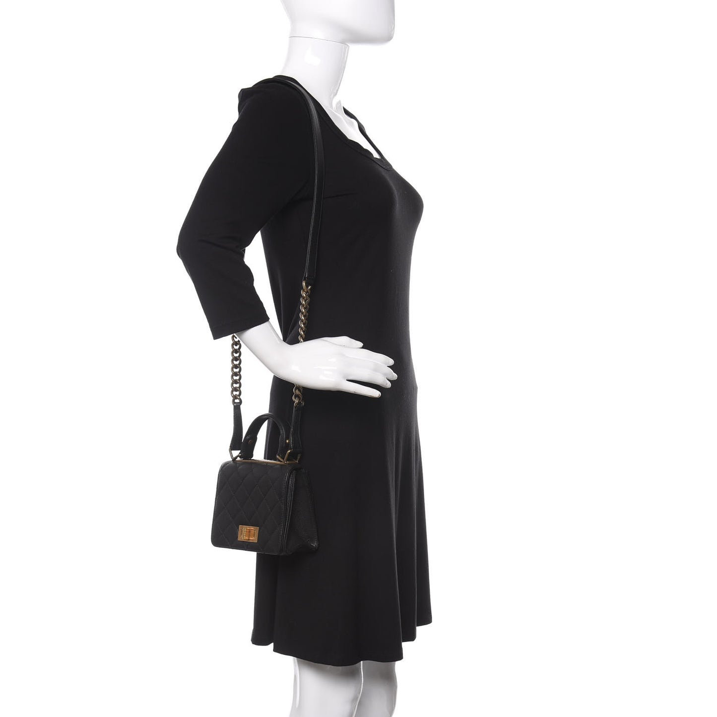 Goatskin Quilted Small Rita Top Handle Flap Black