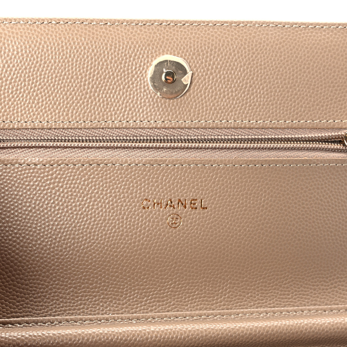 Metallic Caviar Quilted Wallet On Chain WOC Dark Gold